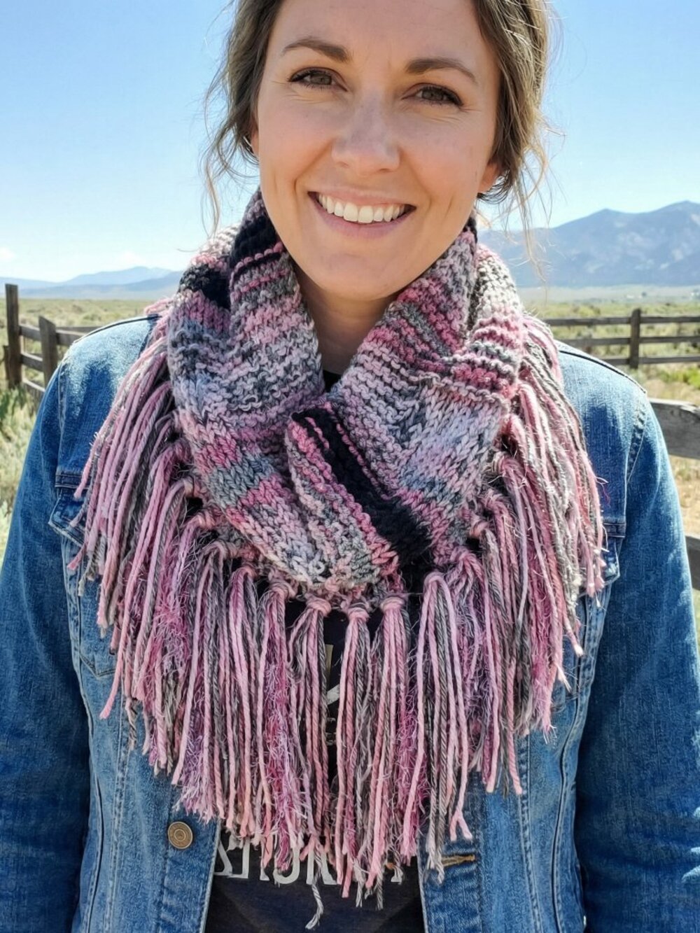 NEW Hand Knitted Boho Cowl Scarf Gray Pink Fairy Whimsigoth Artsy Coquette Indie